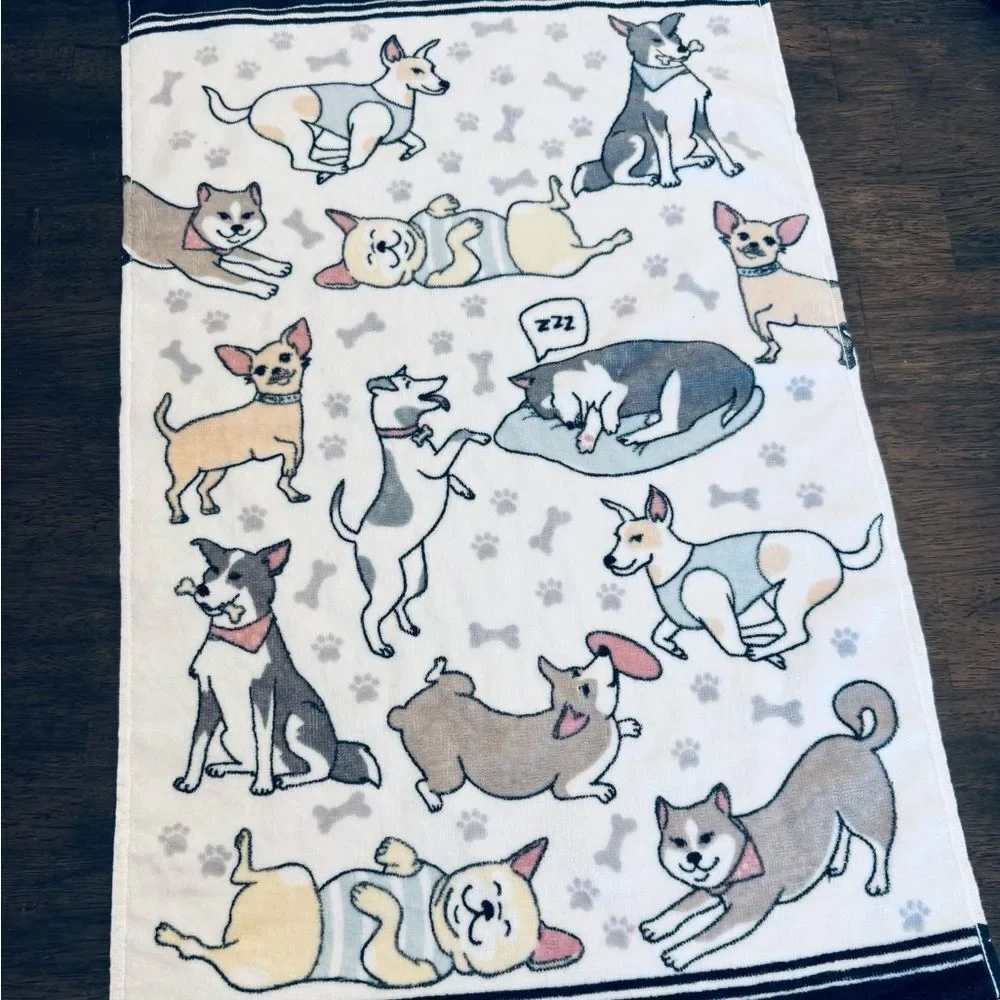 Cute Dog Print Whimsical Bathroom Hand Towel